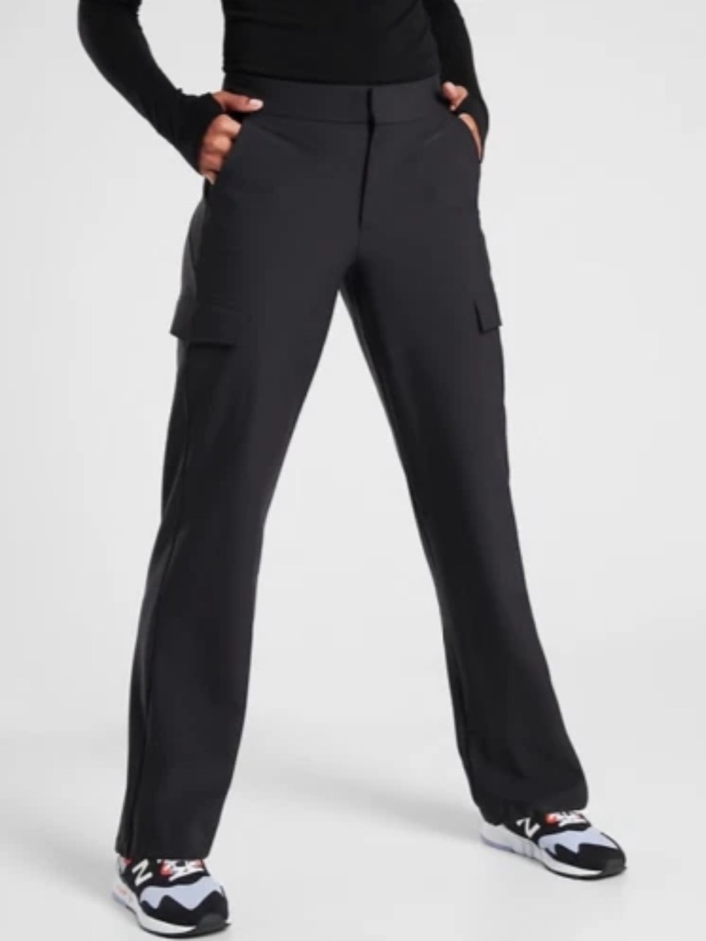 NWT ATHLETA Stellar Cargo Pant Black Stretch Work Travel Pants SZ 8 #511139 - Picture 4 of 13